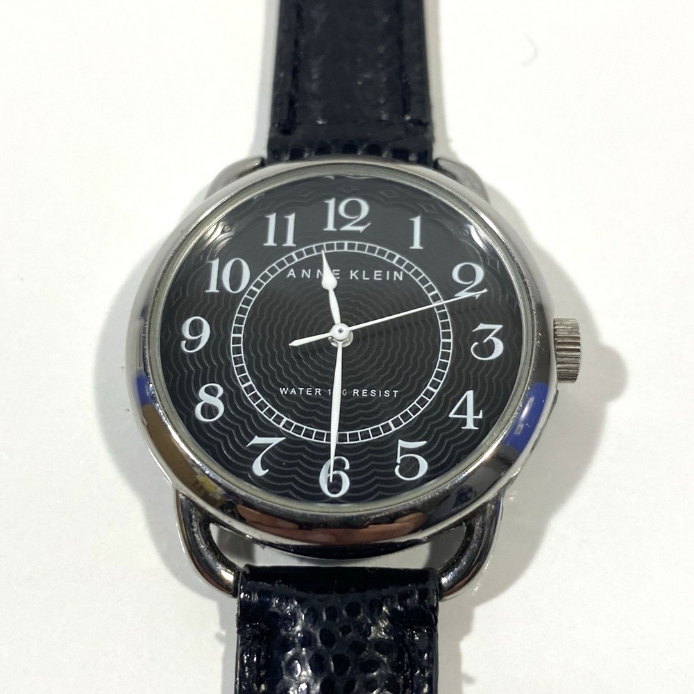 Anne Klein Womens Watch with Black Thin Leather Band - New Battery